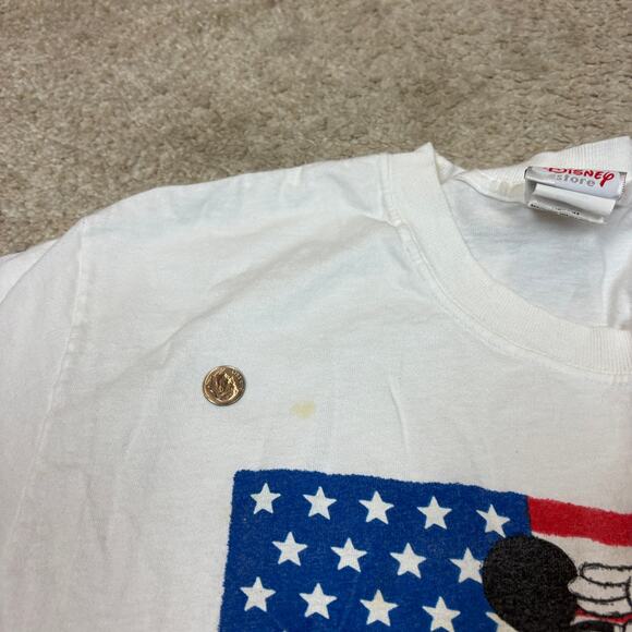 Vintage Disney Store Mickey House American Flag Salute T Shirt Men's M - Picture 7 of 9